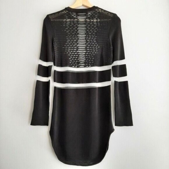 ALEXANDER WANG & H&M Fine Knit Tunic Top / Dress Mesh Panels Sz XS Flawed - Picture 11 of 16